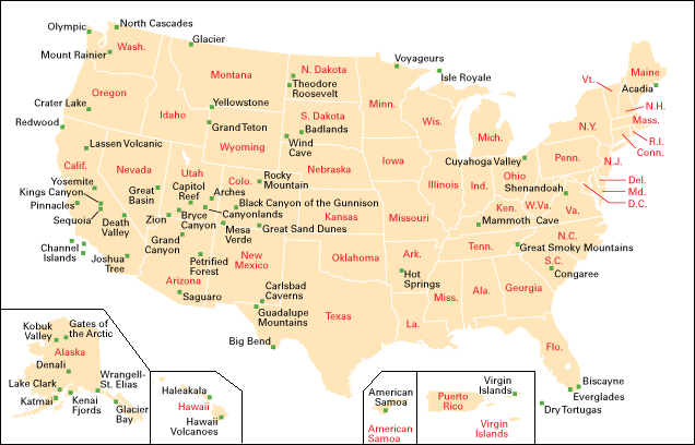 Western Us National Parks Map