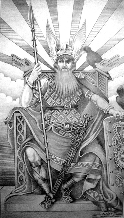 Norse god Odin, the Allfather of the Aesir. God of war, god of